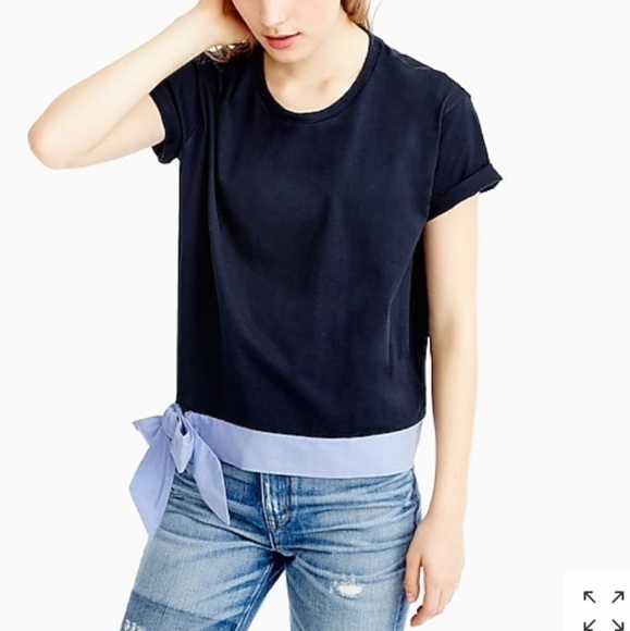 J. Crew Tops - J Crew Navy Blue Side Tie T-Shirt